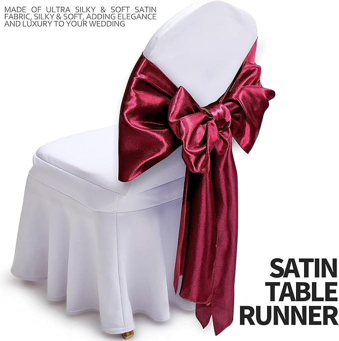 SI Pack of 50 Wedding 12 x 108 inch Satin Table Runner for Wedding, Decorations for Graduations, Engagements, Birthday Parties, Banquets, Runners fit Rectangle, Round Table - Maroon - Image 3