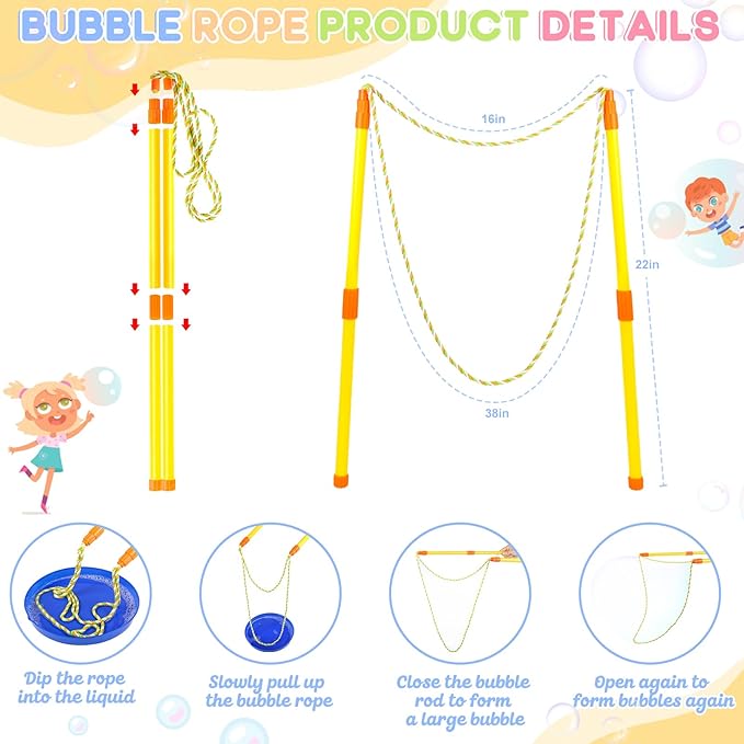 27 Pcs Big Bubble Wands Toys Set, Giant Bubble Wands with Tray for Kids Summer Outdoor Toys Bubbles Party Favors Bubbles Maker Bulk for Kids Toddlers Boys Girls Age 3 4 5 6 7 8+