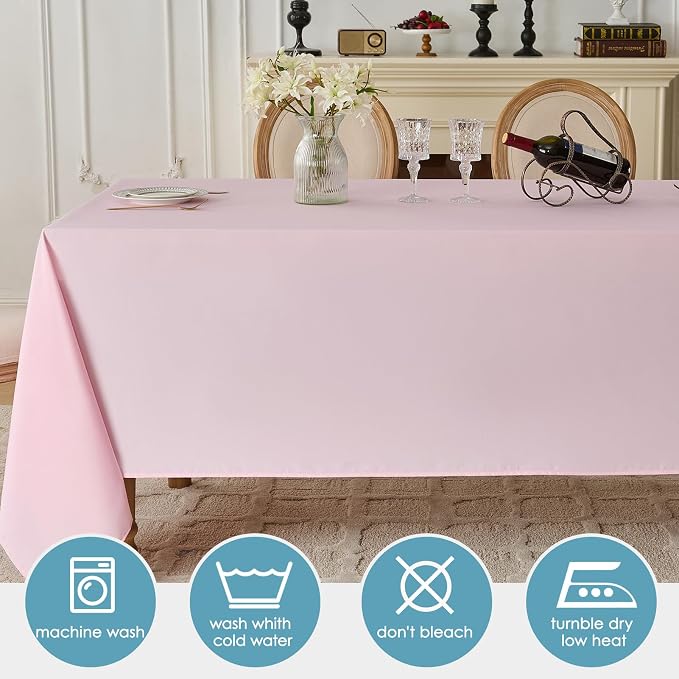 VidaFete 6 Pack 90 * 132inch Pink Rectangle Tablecloth for 6ft Tables | Stain & Wrinkle Resistant Polyester Rectangular Table Cloth for Kitchen Dining Wedding Banquet Decoration - Image 4