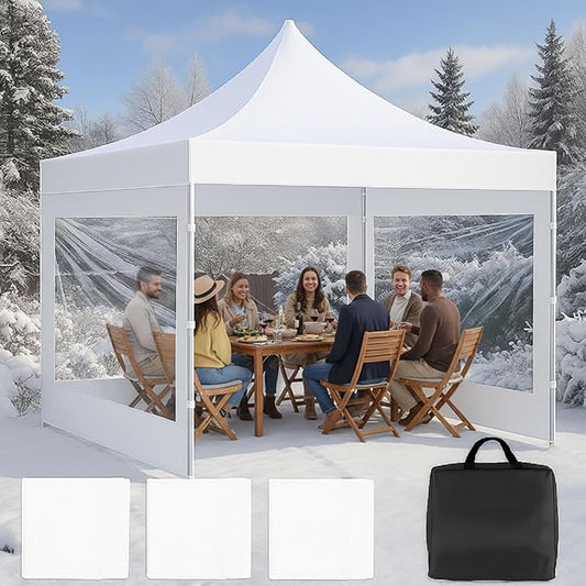 3 Pcs Clear Canopy Sidewalls with Black Storage Bag Window Sidewall for 10 x 10 Inch Tent Waterproof Shade Wall, Sunwalls Only, Canopy Tent Not Included, No Zipper(White)