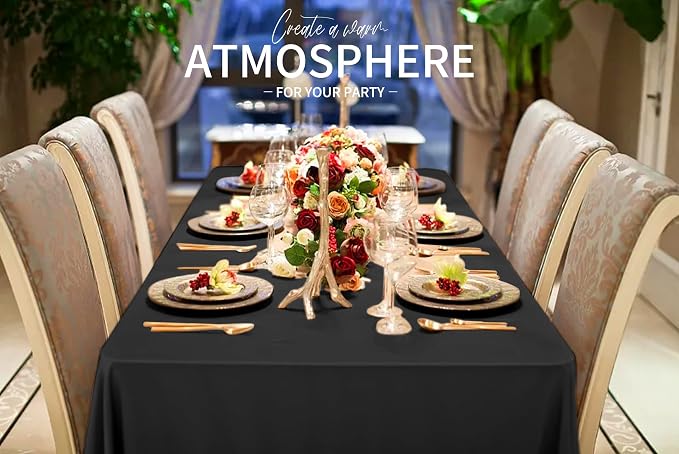 12 Pack Black Tablecloths for 6ft Tables-60 x 102 Inch | Polyester Table Cover, Stain and Wrinkle Resistant Washable Fabric Table Cloth, Perfect for Wedding Banquet Parties - Image 5
