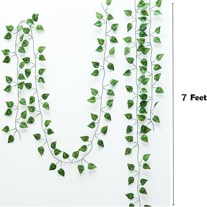48 Pack 336 Feet Fake Greenery Hanging Garland, Artificial Ivy Leaf Plants, Vine Leaves, Flowers Foliage for Bedroom Garden Wall Decor - Image 2