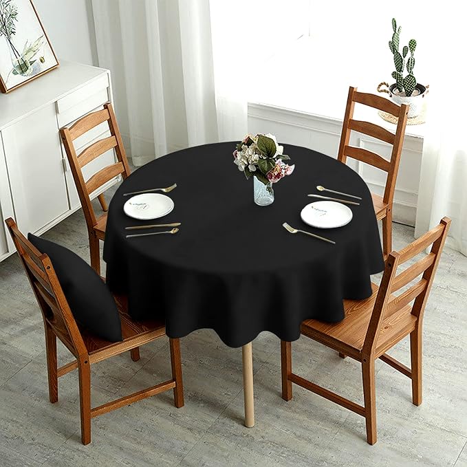 12 Packs 90 Inch Black Round Polyester Tablecloths | Table Cover for Round Tables, Stain and Wrinkle Resistant Washable Table Cloth, Perfect for Wedding Banquet Parties - Image 6