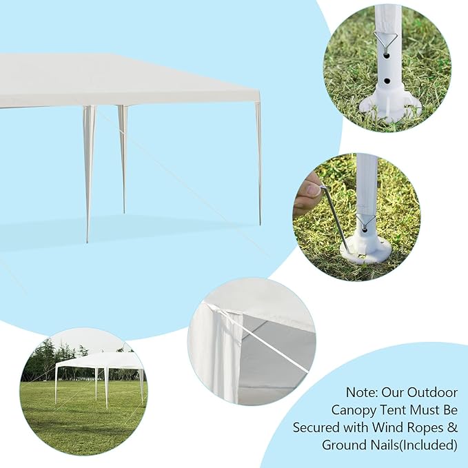 Tangkula Outdoor 10 x 20 Feet Canopy Tent, Party Wedding Tent with Removable Walls, Portable Canopy Shelter Gazebo Pavilion for Event, Backyard, White Tent w/Carry Bag (4 Sidewalls)