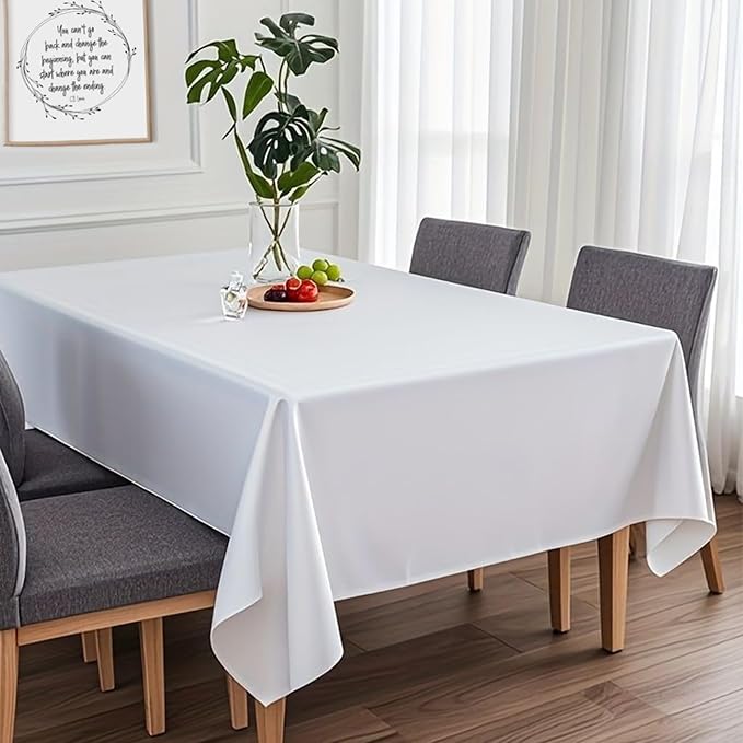 10 Pack White Table Cloth for Rectangle Tables 60x102 Inch Fit 6 Foot Table | Washable&Reusable Polyester Tablecloths for 6 Foot Rectangle Tables Washable Fabric Table Covers for Party, Wedding Banquet - Image 2
