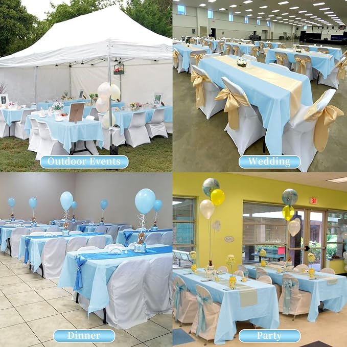 Showgeous 60x102 Inch Light Blue Rectangle Tablecloth 10 Pack Fit 6FT Table | Stain Rectangule Polyester Table Cloth Wrinkle Resistant Washable Fabric Table Covers for Wedding Dining Parties - Image 7