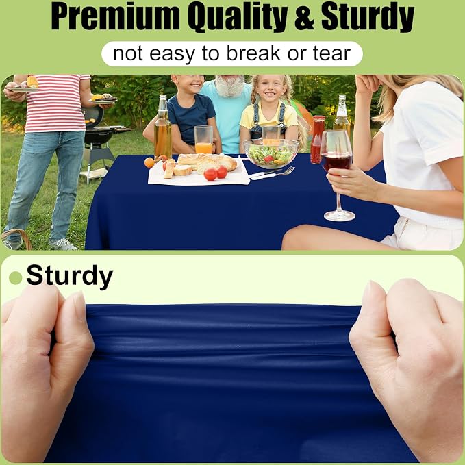 Smiry 54 Inch x 300 Feet Disposable Table Cover Roll, Navy Plastic Table Cloth in Cut-to-Size Box with Slide Cutter, Waterproof Rectangle Tablecloths for Weddings, Banquets, Outdoor - Image 3
