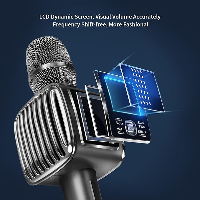 TOSING G6 Pro Karaoke Machine for Adults/Kids Singing Microphone,20W Bluetooth Speaker with LCD,Wireless Microphones for Party/Church//Phone/Tablets