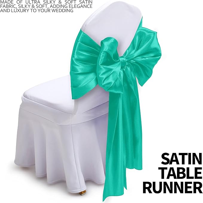 SI Pack of 15 Wedding 12 x 108 inch Satin Table Runner for Wedding, Decorations for Graduations, Engagements, Birthday Parties, Banquets, Runners fit Rectangle, Round Table - Seagreen - Image 3