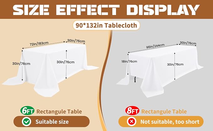 fani 8 Packs Black Tablecloth - 90 x 132 Inch for 6Ft Tables | Washable Polyester Fabric, Stain Wrinkle Resistant Rectangle Table Cloth for Wedding Banquets Parties Buffet Dining - Image 9