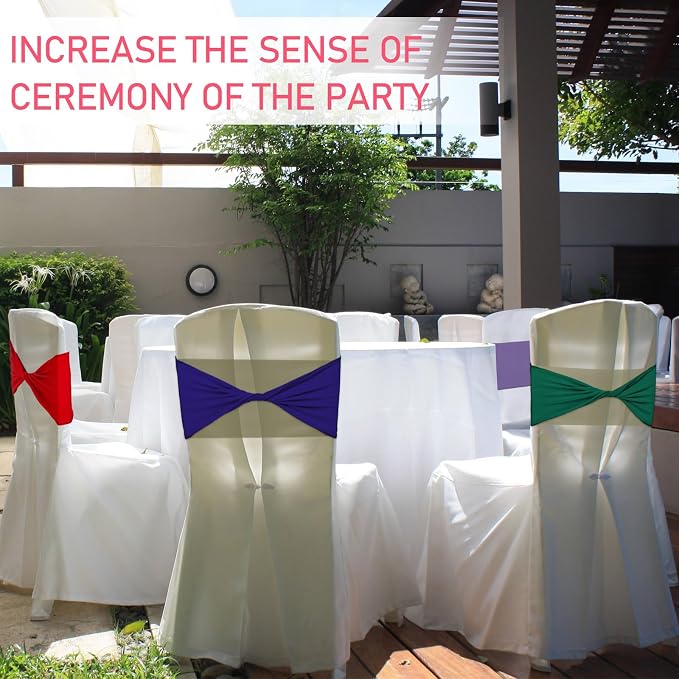Mixweer 36 Pcs Multicolor Spandex Chair Sashes Bows Elastic Chair Bands Without Buckle Assorted Color Stretch Slider Covers Ties for Wedding Events Banquet Party Decoration, 5.12 x 13.78 Inch - Image 6