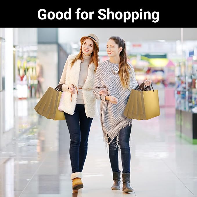 EUSOAR Paper Gift Bags, 25pcs 7.8"x3.9"x11" Gold Gift Wrap Bags with Handles Bulk, Merchandise Grocery Craft Retail Shopping Wedding Birthday Holiday Welcome Party Favor Thank You Gift Paper Bags - Image 4