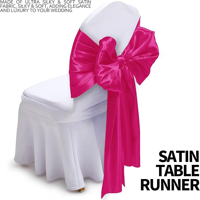 SI Pack of 30 Wedding 12 x 108 inch Satin Table Runner for Wedding, Decorations for Graduations, Engagements, Birthday Parties, Banquets, Runners fit Rectangle, Round Table - Magenta - Image 3