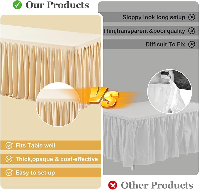 Shillance 2 Pack Champagne Table Clothes for 8 Foot Rectangle Tables, Premium Polyester Rectangle Tablecloth Wrinkle Resistant Washable Table Cover for Wedding, Party, Dining,Banquet,Buffet Tables - Image 4