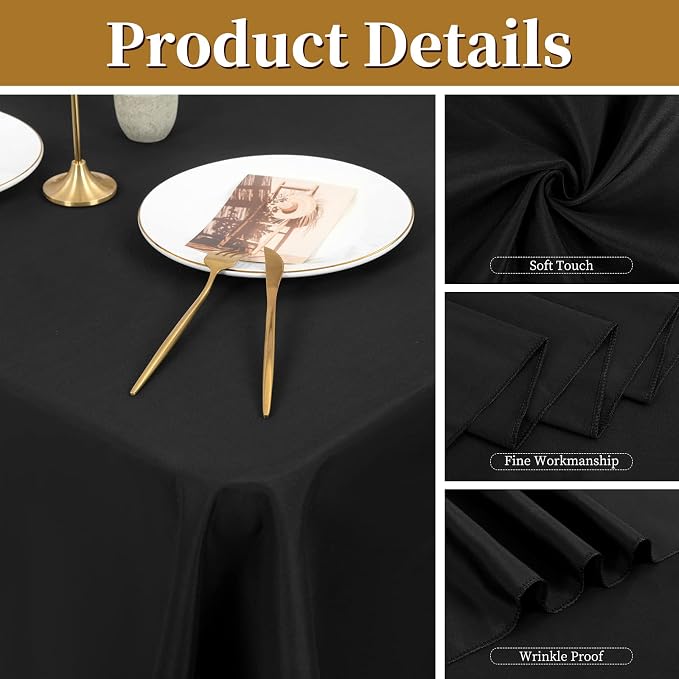 12 Pack Black Tablecloths for Rectangle Table 60x102 Inch - Image 4