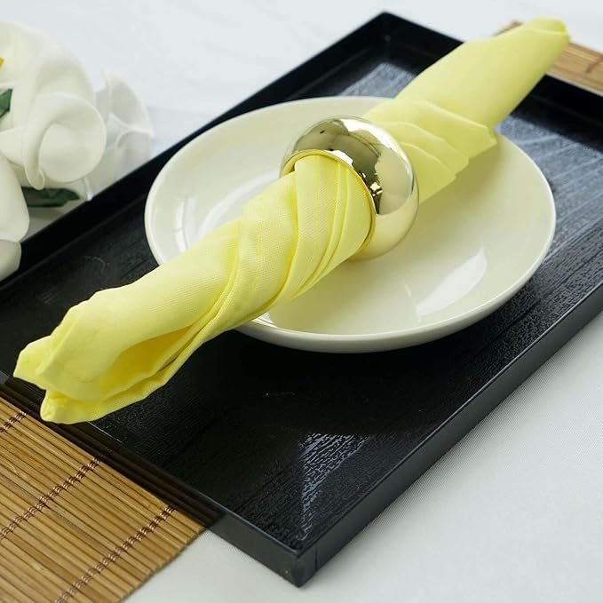 Efavormart Premium Cloth Napkins Set of 25, 17x17 Inch Yellow Seamless Dinner Napkins, Washable Linen Table Napkin Cloth with Hemmed Edges for Weddings, Party and Banquet by efavormart