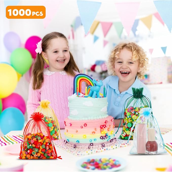 Kigeli 1000 Pcs 4 x 6 Inch Sheer Organza Gift Bags Bulk Wedding Favor with Drawstring Small Jewelry Bags Drawstring Candy Organza for Party Baby Shower Favors - Image 6