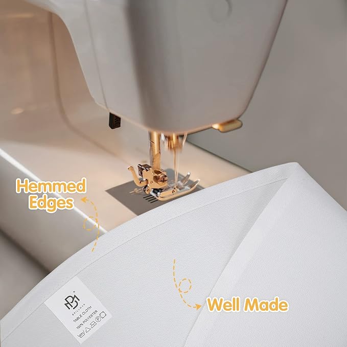 BRILLMAX 4 Pack White Round Tablecloths 132 Inch for 72" Tables | 150 GSM Polyester Fabric, Floor Length Drop, Water, Stain & Wrinkle Resistant Cloth Cover for Wedding Reception Banquet Party - Image 4