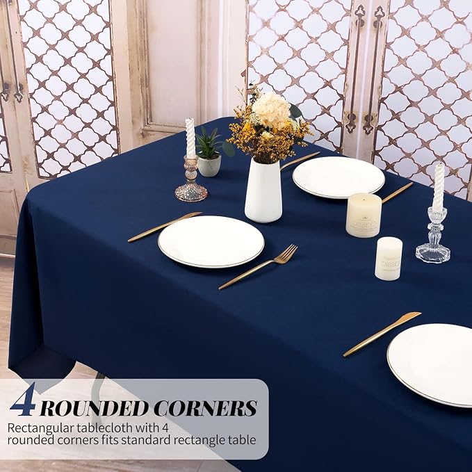 fani 10 Packs Navy Blue Tablecloth - 60 x 102 Inch for 6Ft Tables | Washable Polyester Fabric, Stain Wrinkle Resistant Rectangle Table Cloth for Wedding Banquets Parties Buffet Dining - Image 7