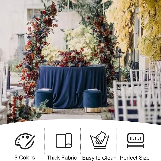 4 Pack Round Tablecloth 90 Inch Polyester Navy Blue Washable Fabric Table Covers for Wedding Dining Table Buffet Parties Banquet Decoration（Navy Blue） - Image 7