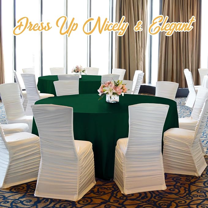 BRILLMAX 4 Pack Hunter Green Round Tablecloths 108 Inch for 48" Tables | 150 GSM Polyester Fabric, Floor Length Drop, Water, Stain & Wrinkle Resistant Cloth Cover for Wedding Reception Banquet Party - Image 8