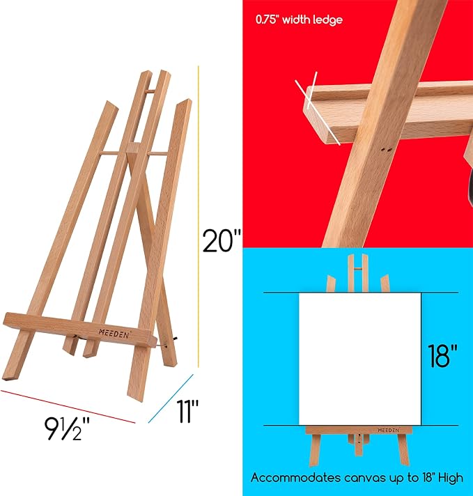 MEEDEN 6 Pack 20 Inch Art Beech Wooden Tabletop Easel for Sign Painting | Small Canvas Stand for Kids Adults - Image 2