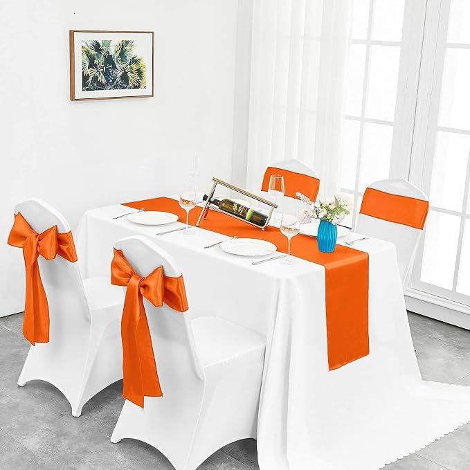 15-Pack Orange Satin Table Runner 12 x 108 Inch Long Fuchsia Bright and Smooth Silk Fabric Table Runner for Wedding Banquet Birthday Party Decoration - Image 5