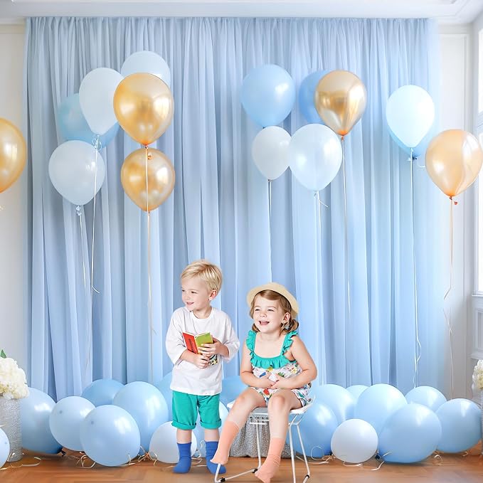 20ft X 10ft Baby Blue Tulle Backdrop Curtain for Parites, Sheer Backdrop Curtains Fabric Drapes for Wedding Ceremony Arch Party Stage Decorations - Image 3