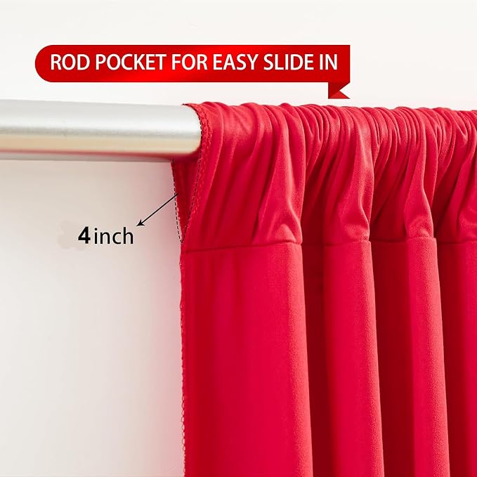 30ft×8ft Wrinkle Free Red Backdrop Curtain for Party, 6 Panels 5×8ft Thick Silky Polyester Red Photo Backdrops Drapes Curtains for Birthday Baby Shower Themed Parties Wedding Photography - Image 4