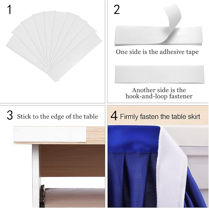 12ft Royal Blue Table Skirt Rectangle Table Polyester Pleated Desk Skirt for Teacher Desk Dorm Ruffle Table Skirt Wedding Birthday Party Baby Bridal Shower Banquet Table Decoration - Image 3