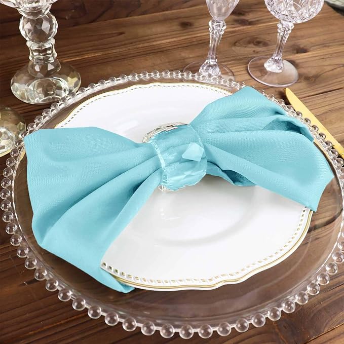 Efavormart Premium Cloth Napkins Set of 10, 17x17 Inch Light Blue Seamless Dinner Napkins, Washable Linen Table Napkin Cloth with Hemmed Edges for Weddings, Party and Banquet - Image 6