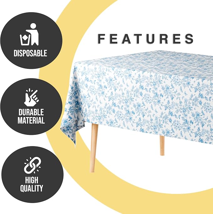 Exquisite 66% Thicker Floral Plastic Tablecloth Rectangle 54x108 Inch 24 Pack - Botanical Disposable Summer Table Cloth Tea Party Decorations - Greenery Table Cover Bridal Shower Wedding Spring - Image 4