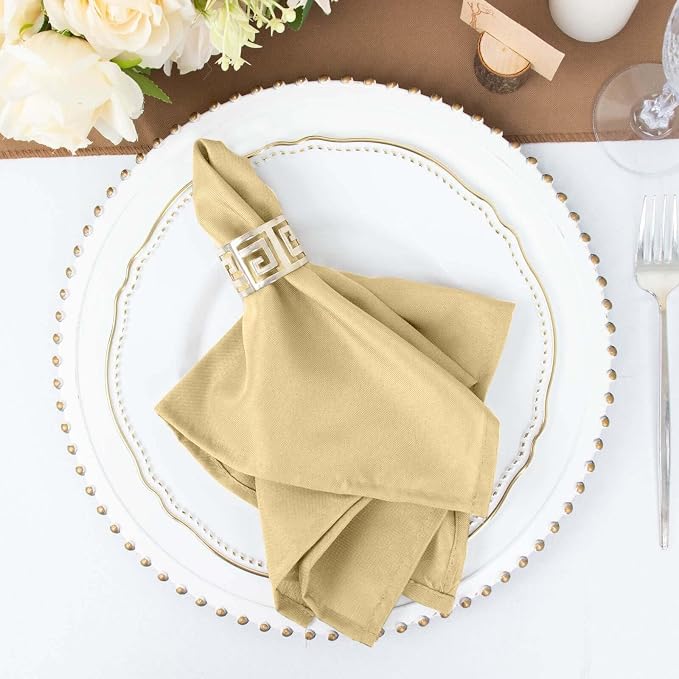 Tableclothsfactory Premium 100 Pack | Champagne Seamless Cloth Dinner Napkins, Wrinkle Resistant Linen | 17"x17" for Party & Decorations - Image 6