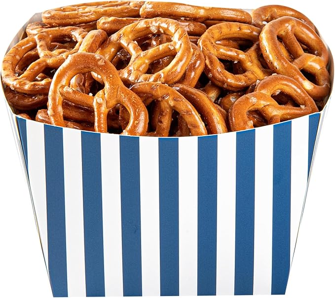 Restaurantware Bio Tek 5.3 x 5.3 x 3.3 Inch Popcorn Boxes 200 Square Mini Treat Boxes - Open-Top Design Grease Impermeable Blue And White Paper Party Favor Containers Disposable Versatile - Image 11