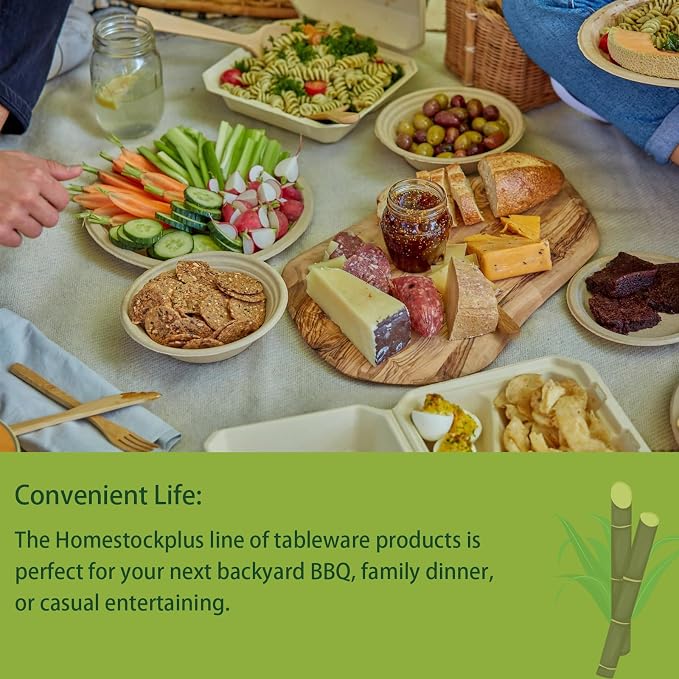 24 Oz Disposable Bowls, [100 Pack] Paper Bowls Disposable - Heavy Duty and Eco-friendly Sugarcane and Bamboo Bagasse Biodegradable Bowls for Cereal, Rice, French Fries - Convenient and Compostable - Image 7