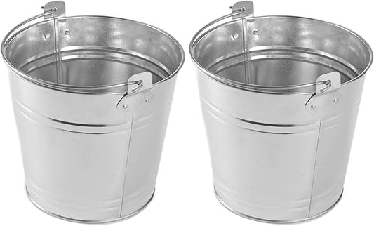 American Metalcraft PTUB87 Natural Galvanized Steel Pail with Handle,1.16-Gallon,8" Diameter,Silver,(Pack of 2)