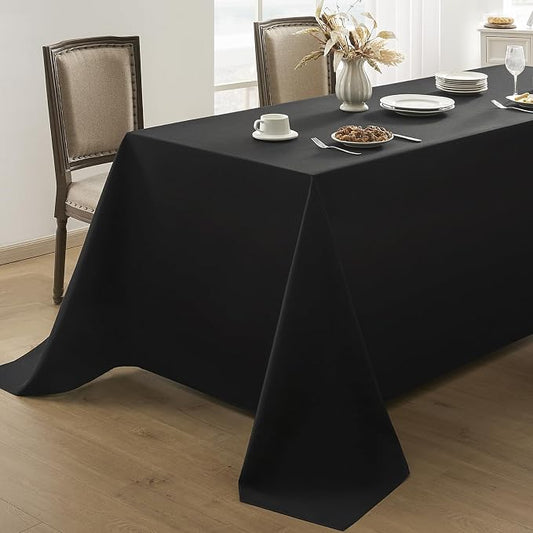 1 Pack Black Rectangle Tablecloths 90x156 Inch for 8ft Tables | Washable Decorative Linen Polyester Table Cover for Dining Tables, Banquets Buffets Parties and Weddings by AOCOZHomeLifeMuseum
