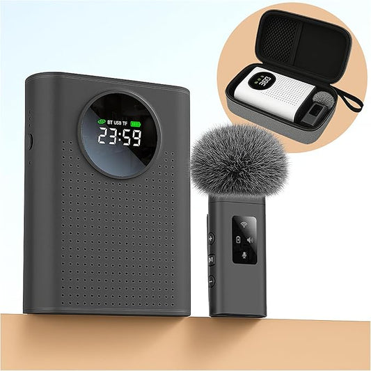 BSONE Voice Amplifier with Wireless Microphone for Teachers – Portable Bluetooth Clip-On PA System with Lapel Mic and Speaker for Classroom,Tour Guide, Meeting Presentation, Conference