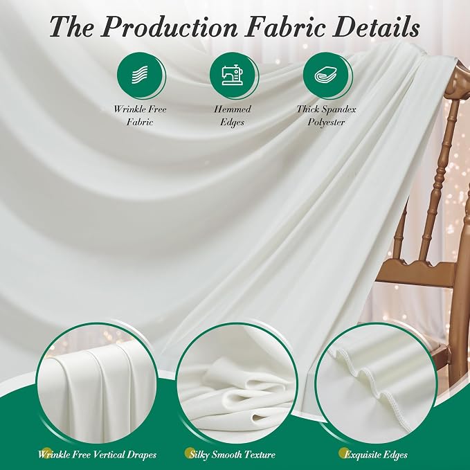 40 ft x 10 ft Wrinkle Free Ivory Backdrop Curtain for Wedding Parties, Polyester Ivory Photo Backdrop Drapes 8 Panels 5x10ft for Baby Shower Photoshoot Engagement Birthday Party Photography Background - Image 4