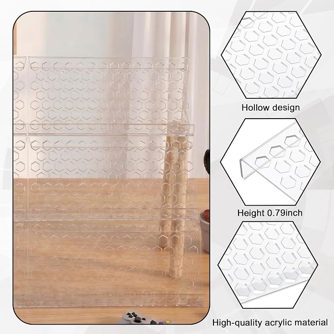 Yalikop 24 Pcs Trading Card Risers for Display Case, Honeycomb | Transparent Acrylic Stand Risers, Sports Cards, Board Games, Cardshow Vendor Essentials - Image 3
