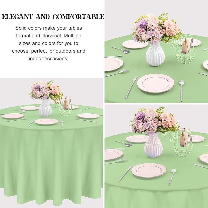 4 Pack Round Tablecloth 70 Inch Polyester Washable Fabric Table Covers for Wedding Dining Table Buffet Parties Banquet（Round 70 Sage Green） - Image 3