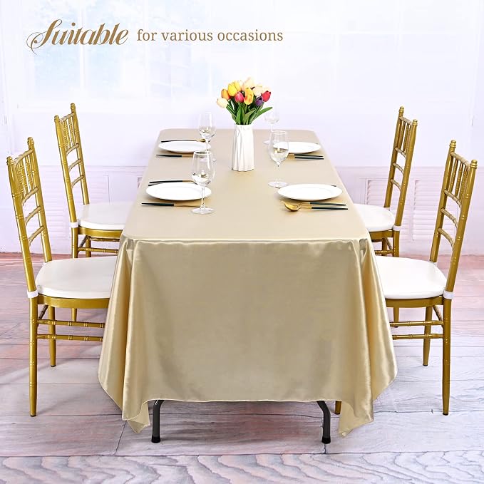 12 Pack Champagne Satin Tablecloth, 57 x 108 Inch - Image 4