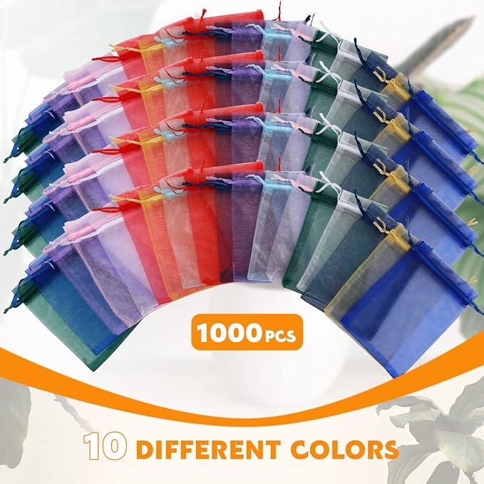 Kigeli 1000 Pcs 4 x 6 Inch Sheer Organza Gift Bags Bulk Wedding Favor with Drawstring Small Jewelry Bags Drawstring Candy Organza for Party Baby Shower Favors - Image 7
