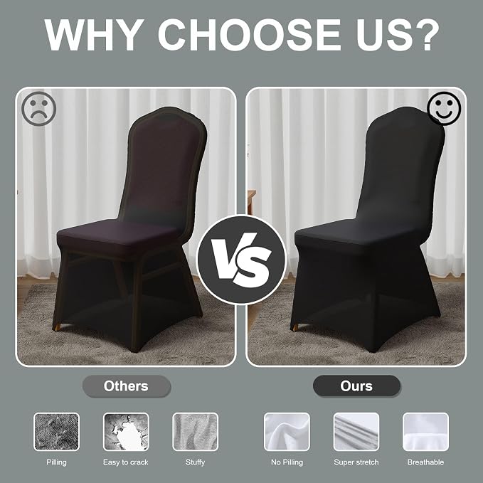 Trlyc Spandex Banquet Chair Covers 30 Pcs Black for Wedding Party - Image 4