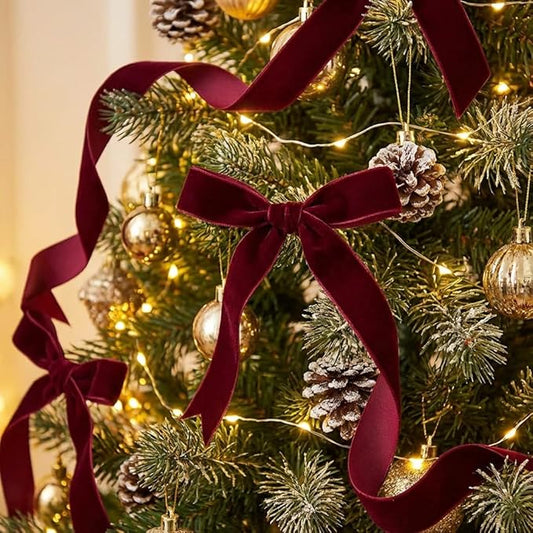 1" Burgundy Velvet Ribbon, 10 Yards Roll – Premium Flocked Velvet Fabric Trim for Christmas Gift Wrapping, Holiday Décor, Wreaths, Bows & DIY Craft Projects