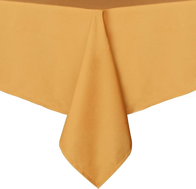sancua Rectangle Tablecloth, 70 x 120 Inch, Gold | Stain and Wrinkle Resistant, Washable Polyester Cloth, Decorative Fabric Cover, For Dining Tables, Buffet Parties and Camping by sancua