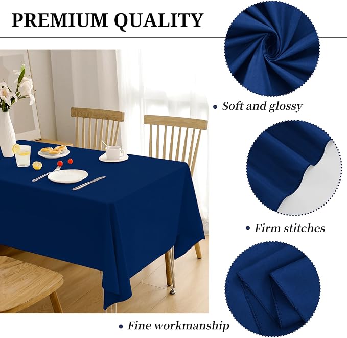 12 Pack Navy Blue Tablecloths for 8ft Tables-60 x 126 Inch | Polyester Table Cover, Stain and Wrinkle Resistant Washable Fabric Table Cloth, Perfect for Wedding Banquet Parties - Image 3