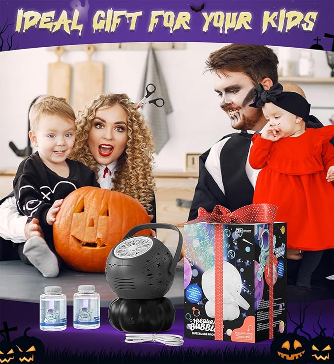 Bubble Machine - Halloween Bubble Maker for Kids with Big Bubbles Design, Multi-Color LED Light, 20oz Capacity，USB-C Rechargeable - Outdoor Toys for Toddlers Ages 3+ Boys Girls Party Birthday Gift