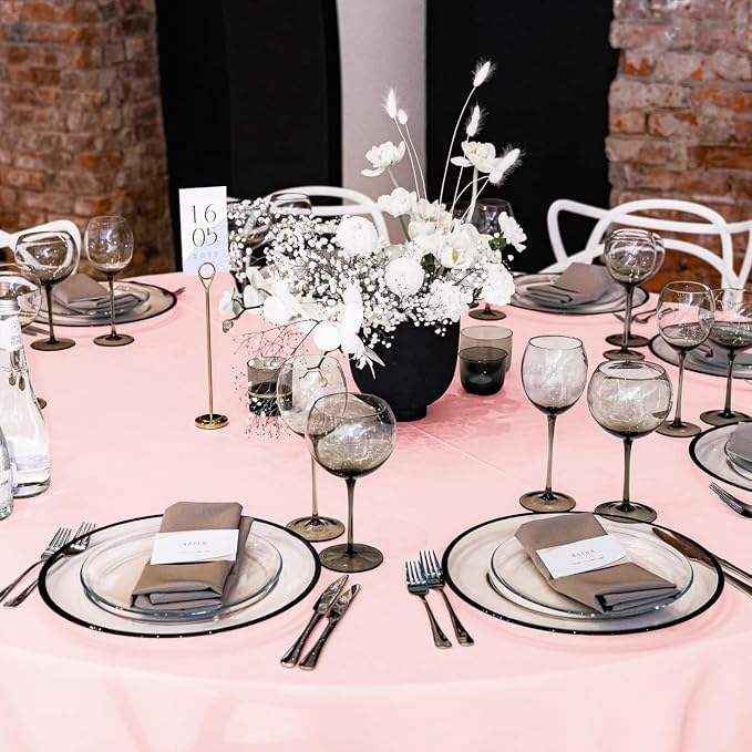 YMHPRIDE 6 Pack Round Tablecloths - Pink, 90 Inch Polyester Round Table Cloth, Washable Fabric Table Covers for Wedding, Party, Dining, Banquet - Image 4