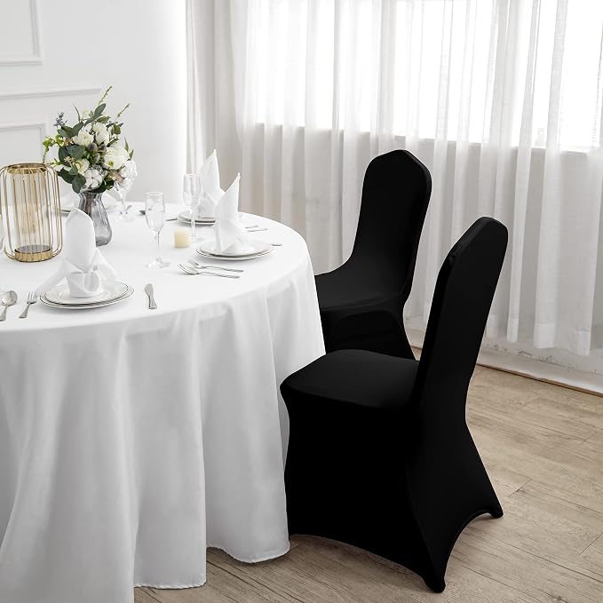 Spandex Chair Covers, 100PCS, Removable Washable Protector for Living Room, Party, Banquet, Wedding, Hotel (Black) - Image 7